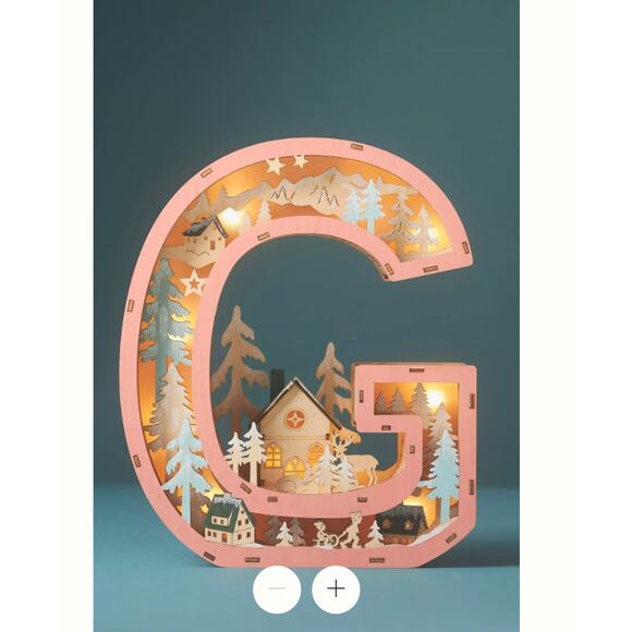 Anthropologie Wonderland Scene Monogram Initial Letter G Christmas Holiday light - Picture 2 of 8